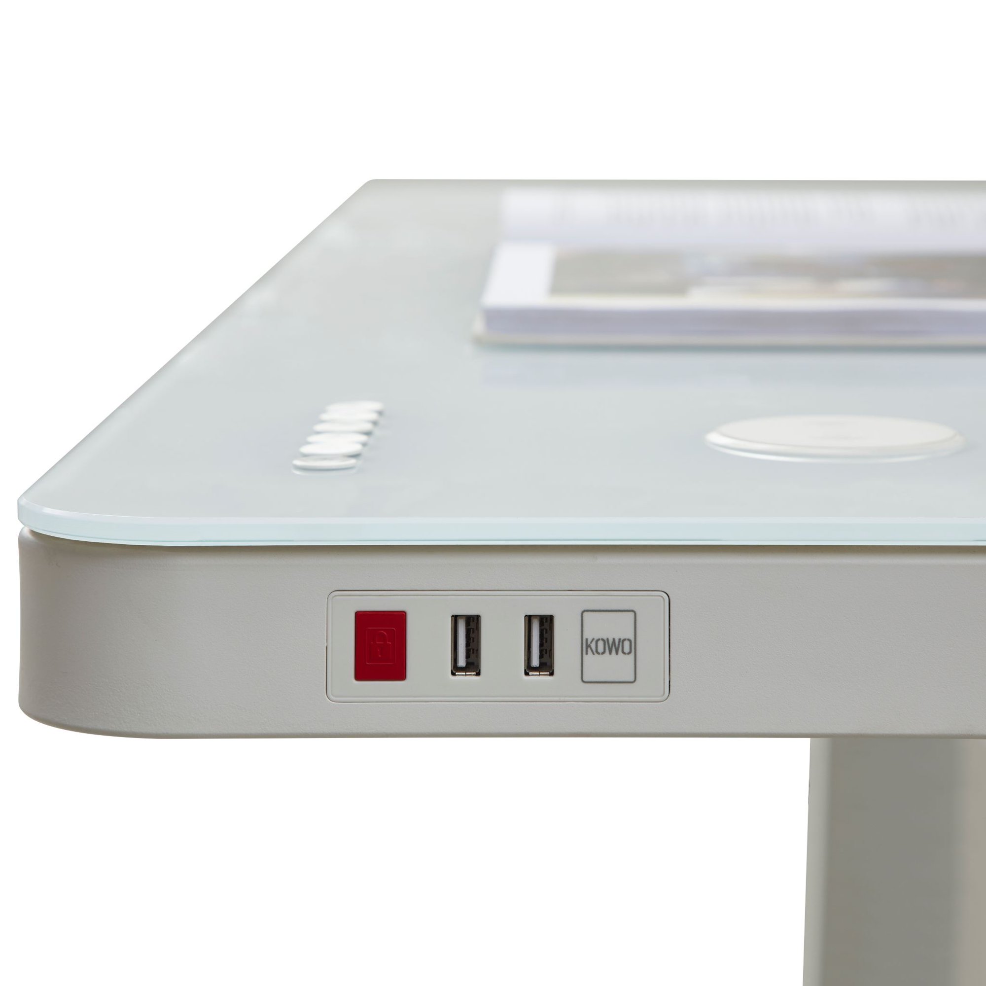 Homy Casa Height Adjustable 48" Electric Standing Desk with Glass Top and Drawer for Home Office