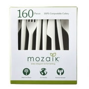 Mozaik Compostable Cutlery 160 ct (80 Forks, 40 Knives, 40 Spoons)