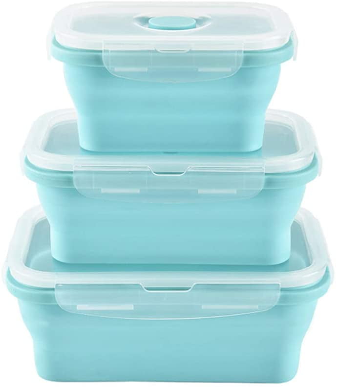 Collapsible Bowls, Silicone Food Storage Containers with Lids for
