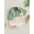 thumbnail image 5 of KelaJuan Baby Girls Boys Romper, Short Sleeve Crew Neck Contrast Color Patchwork Summer Bodysuit for Casual Daily, 5 of 9