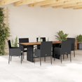 thumbnail image 1 of vidaXL 7 Piece Garden Dining Set with Cushions Black Poly Rattan, 1 of 5