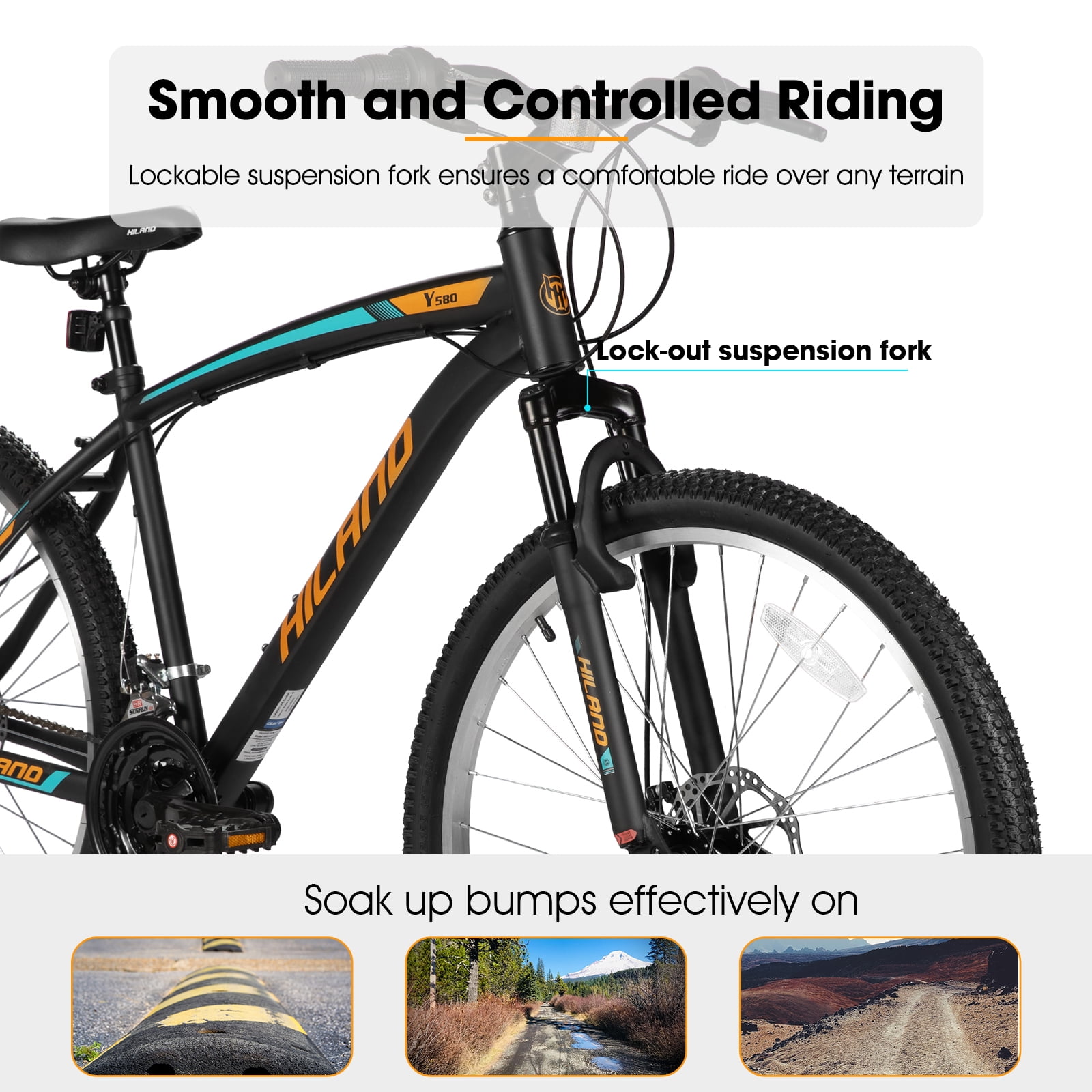Hiland 26 Inch Mountain Bike, 18 Speed MTB with Dual Disc Brake, Mountain Bike for Men Women, High Carbon Steel Frame Bicycle