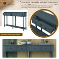 thumbnail image 6 of 58" Vintage Console Table, Solid Wood Sofa Table with 2 Storage Drawers and Open Bottom Shelf, Narrow Side Table for Living Room, Kitchen, Hallway, Entryway, Antique Navy, 6 of 9
