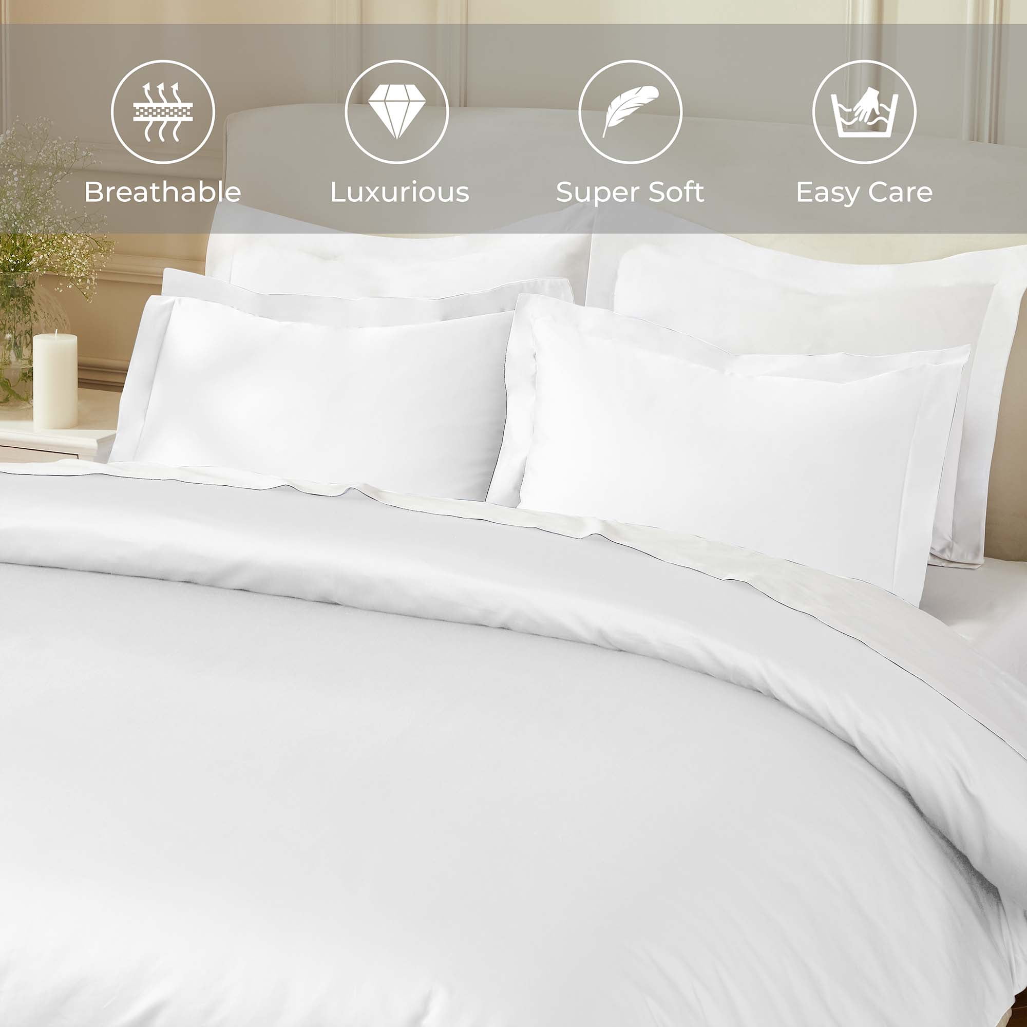 Superior Egyptian Cotton 850 Thread Count Duvet Cover Set, Full/Queen, White