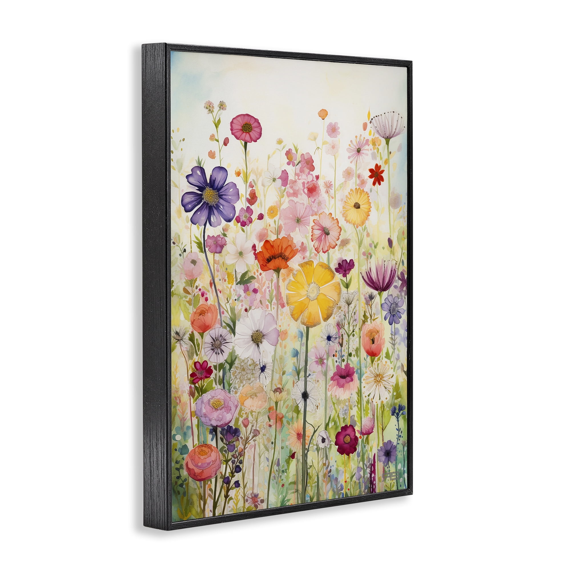 Stupell Industries Bright Flower Garden Botanical & Floral Painting Black Framed Art Print Wall Art, 20 x 30