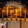 thumbnail image 4 of Velas cónicas cerosas sin llama de 11 pulgadas con atenuador de temporizador remoto, 6 velas cónicas que funcionan con pilas con llama parpadeante, candelabros LED marfil para bodas, decoración de interiores de NavidadMarfil 11 pulgadas, 4 of 5