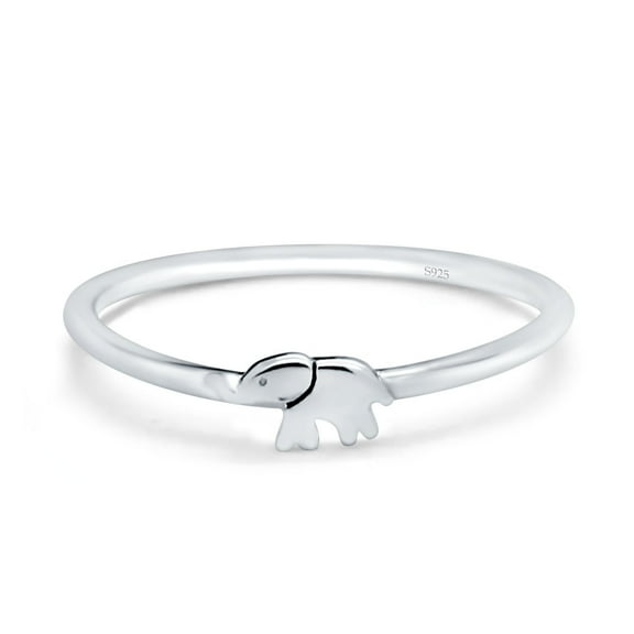 Petite Dainty Elephant Band Ring Solid 925 Sterling Silver Size 4