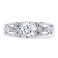 thumbnail image 2 of AFFY Round Shape Simulated Emerald & White CZ Celtic Knot Solitaire Engagement Ring 14k White Gold Over Sterling Silver, Ring Size 5, 2 of 7
