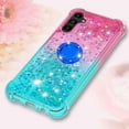 thumbnail image 4 of Clear Case for Samsung Galaxy A14 5G with Kickstand for Girls Women, Liquid Glitter Sparkle Bling Cute Case Gradient Quicksand Cover for Samsung Galaxy A14 5G JB Powder Blue, 4 of 16