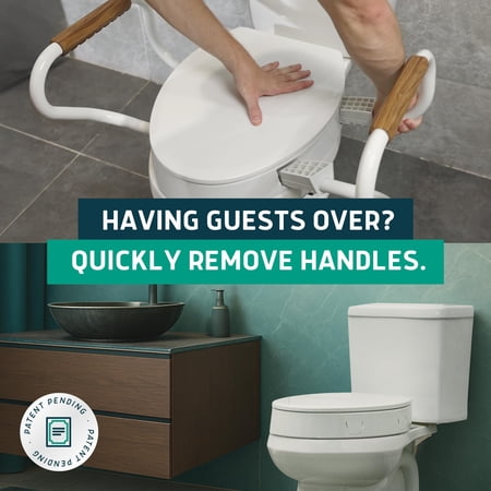 Lunderg Solva Raised Toilet Seat with Handles - Elongated - Easy to Install Toilet Seat Risers for Seniors - Adds 3 Inches & Works Like the one You Always Use - Elegant design - No Hospital Vibe
