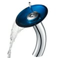 KRAUS Irruption Blue Glass Bathroom Vessel Sink and Waterfall Faucet