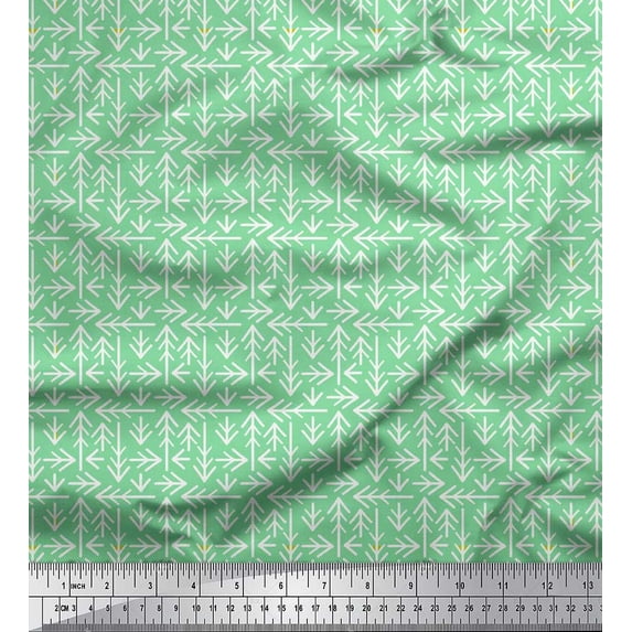 Soimoi Green Rayon Fabric Arrows Arrow Print Fabric by Yard 42 Inch Wide