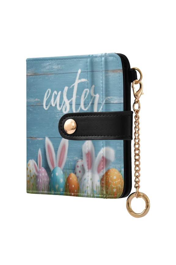 Bunny Ear Easter Egg Ladies Wallet Rfid Slim Thin Compact Credit Card Women Wallet Zipper Coin Pocket and ID Window for Female Gifts