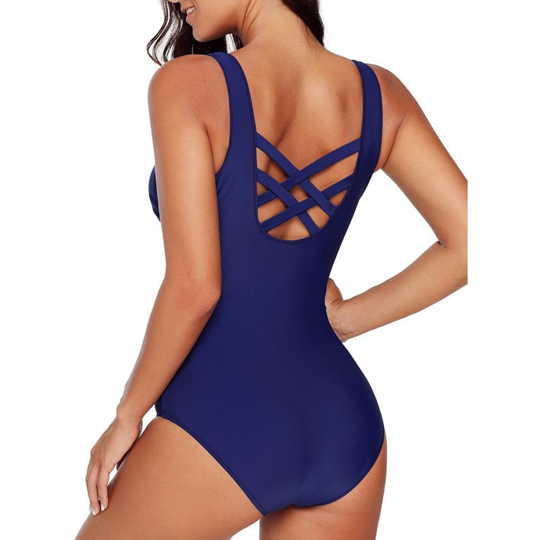 Women's Color Block Print One Piece Swimsuits Athletic Training Swimwear  Bathing Suits 