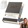 thumbnail image 2 of 2027 Planner, A5 Academic Planner, Weekly Monthly Planner 2027, PU Leather Hardcover Organizer, Appointment Book with Monthly Tabs, Daily Agenda Calendar for Work Life Organization, Grey, 2 of 5