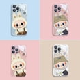 thumbnail image 2 of Bonita funda de teléfono de color metálico con dibujos animados de Labubu para iPhone X XR XS 16 15 14 13 12 Mini 11 Pro Max 7 8 SE 20 Plus, carcasa rígida de vidrio, 2 of 5