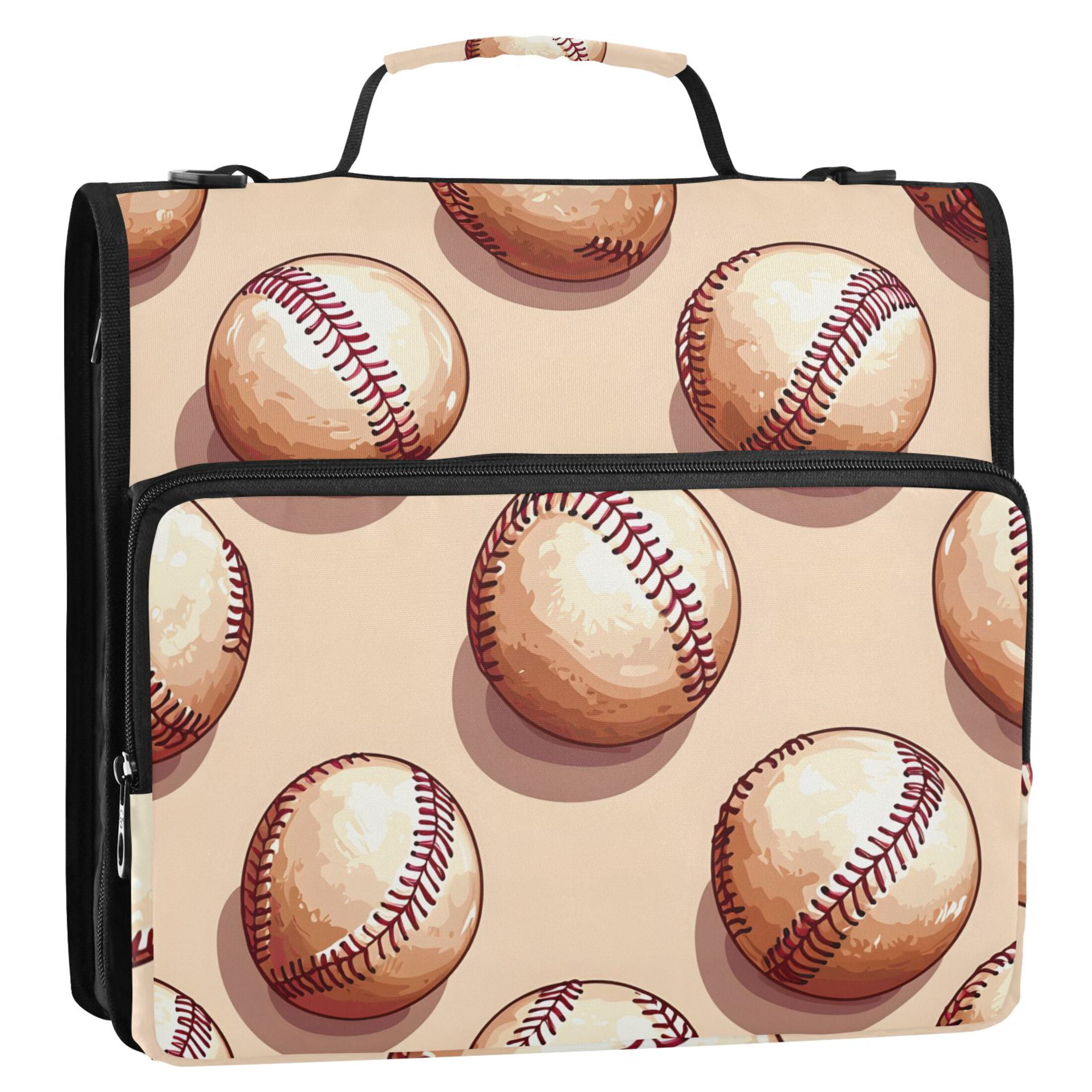 ALAZA Zipper Binder Retro Baseballs 3 Ring Trapper Keeper File Folder Organizer Bag