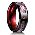 thumbnail image 1 of Anillos de dragón celta de boda de tungsteno negro de moda para hombres con incrustaciones de circón verde Punk hombres de acero inoxidable anillo de fibra de carbono verde Tan Jianjun unisex, 1 of 2