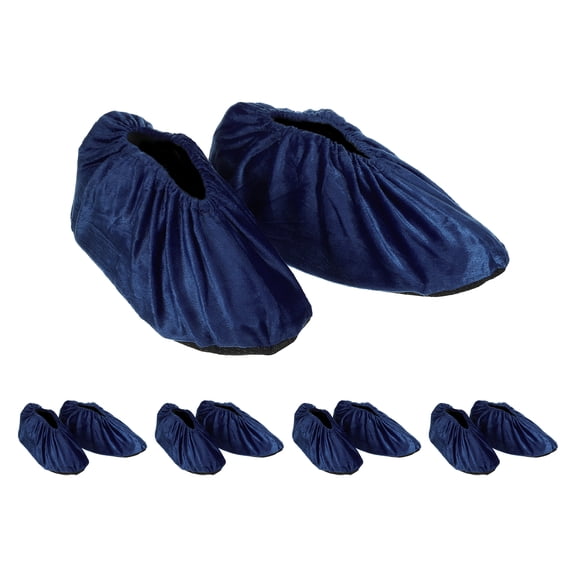 Uxcell Shoe Covers, 5 Pairs Reusable Non Slip Shoe Protector Covers for Indoors Household, Dark Blue