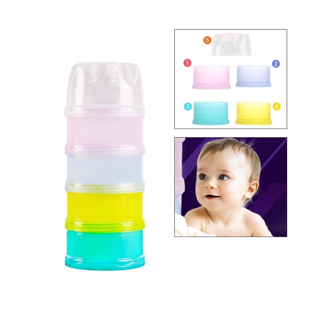 Dispensador de leche en polvo apilable de 4 capas con cierre giratorio y sin BPA, contenedor para guardar refrigerios