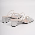 thumbnail image 6 of hoksml Women Multi Rhinestone Strap Block Heel Square Toe Slide Sandals Open Toe PU Slip On Summer Dress Shoes, 6 of 9