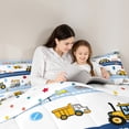 thumbnail image 4 of Homewish Cartoon Excavator Bulldozer 7-Piece Twin Bedding Sets,Construction Vehicles Bedding Comforter Set,Blue White Yellow Sheet Sets For Boys Kids,Super Cozy Room Decor Reversible, 4 of 8