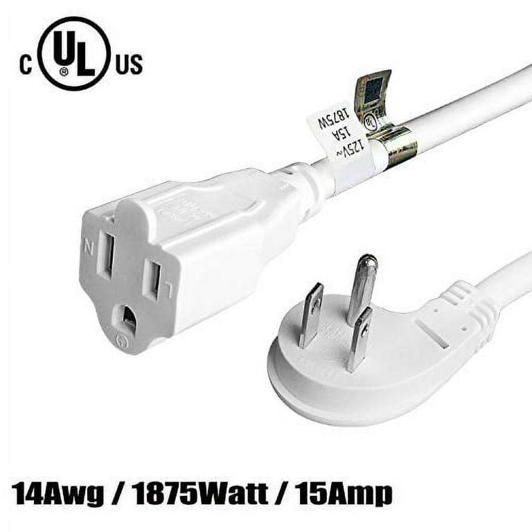 firmerst 1875W 3 Feet Extension Cord Low Profile Flat Plug 15A White