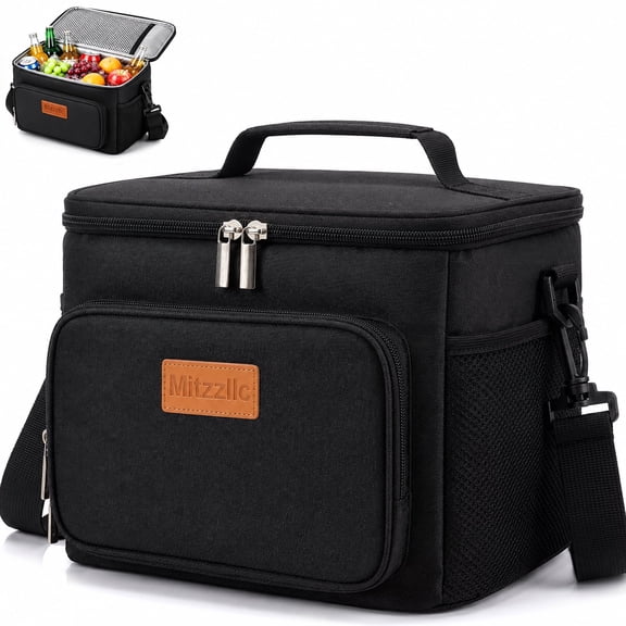 Mitzzllc Insulated Lunch Boxes for Men,Leakproof Lunch Cooler Bag,Large Capacity Reusable Adult Lunch Box for Work,Office and Travel,Thermal Lunch Tote with Adjustable Shoulder Strap.