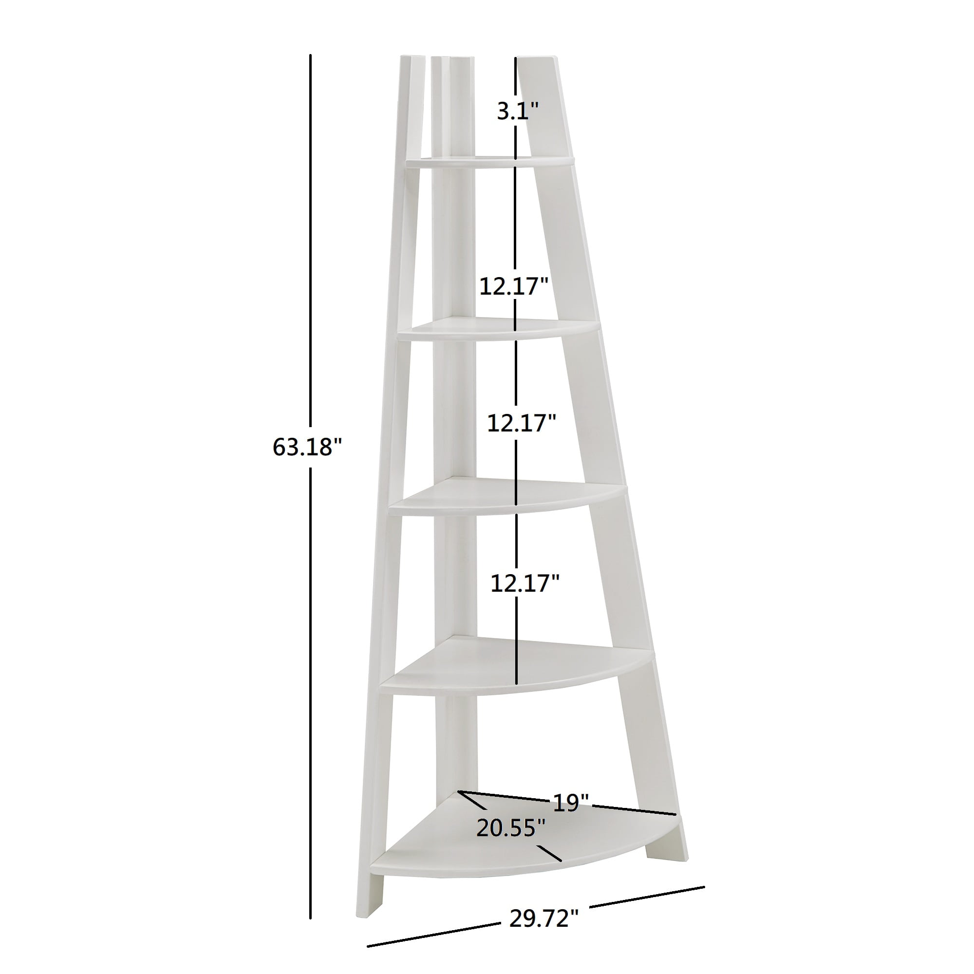 Weston Home Solvig Corner Ladder 5 Shelf Bookcase, White
