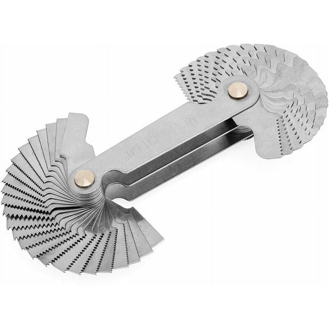 Highly Accurate Thread Gauge Set, Chrome Finish Stainless Steel Tools For Metric & Imperial Screw Gauge Measurement, Features Clear Number Marking And Adjustable Disassembly