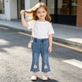 thumbnail image 4 of Toddler Girl's High Waisted Bow Front Bell Bottom Jeans Flare Leg Denim Pants Casual Fashion Cute Bowknot Jeans Pants with Pockets 6M-5Y, 4 of 9