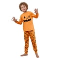 thumbnail image 3 of Halloween Pajamas Family Set - 2 piece Pumpkin Face Print Long Sleeve Top and Pants Loungewear,Holiday Cartoon Spooky Print Matching Family Halloween Pajamas for 8 Years Pjs, 3 of 7