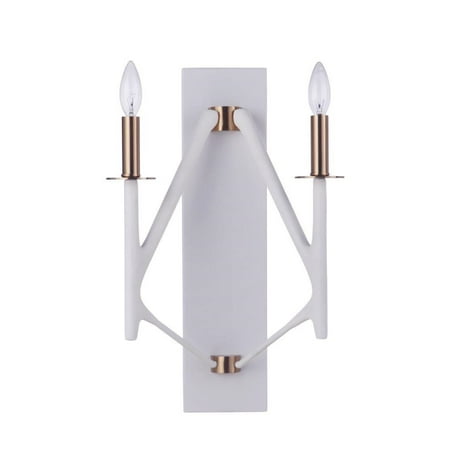 

Craftmade 55562 The Reserve 2 Light 20 Tall Led Wall Sconce - Matte White / Satin Brass