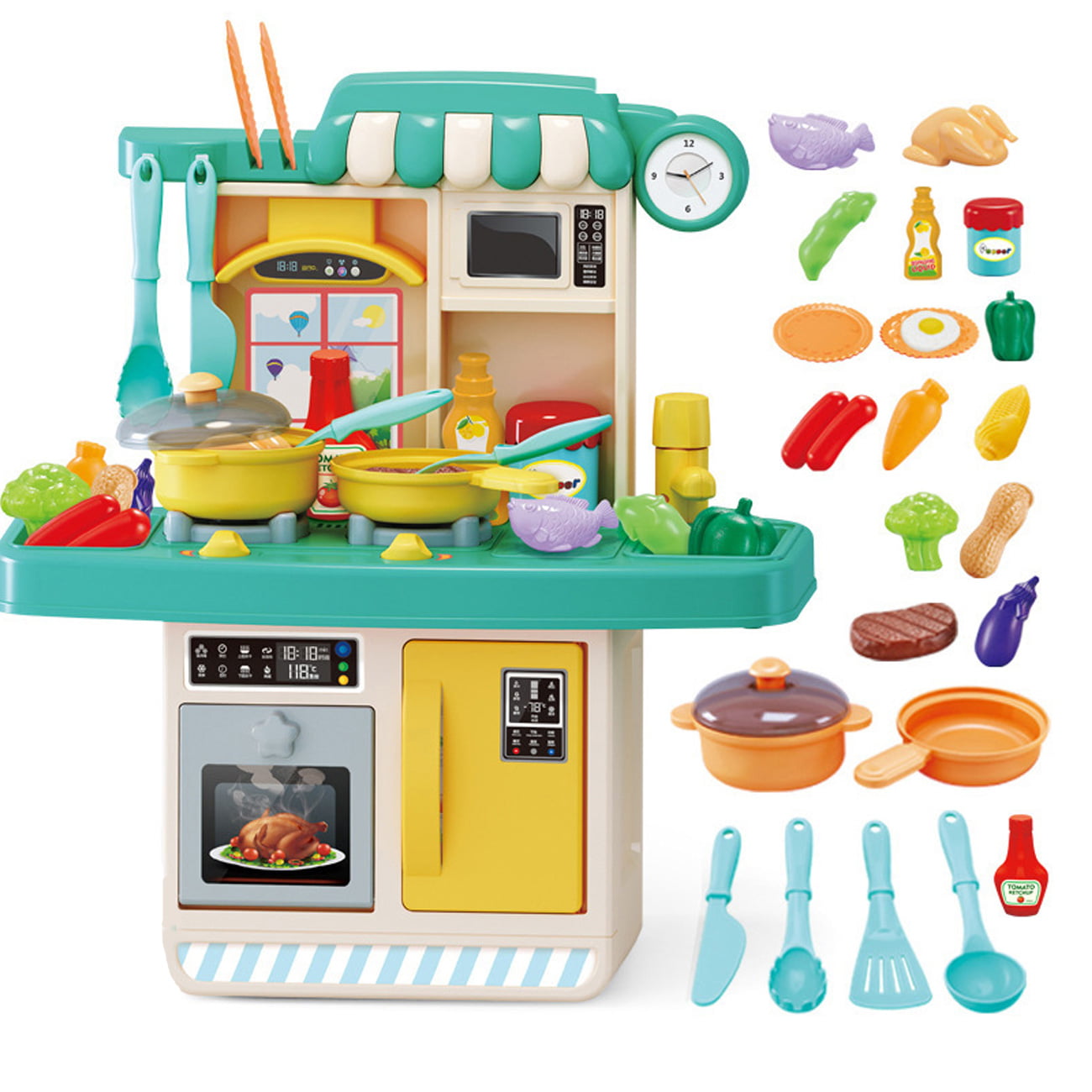 Multi-Colour Colour New Classic Toys Wooden Pretend Play Toy for Kids Sushi Set Cooking Simulation Educational Toys and Color Perception Toy for Preschool Age Toddlers Boys Girls 