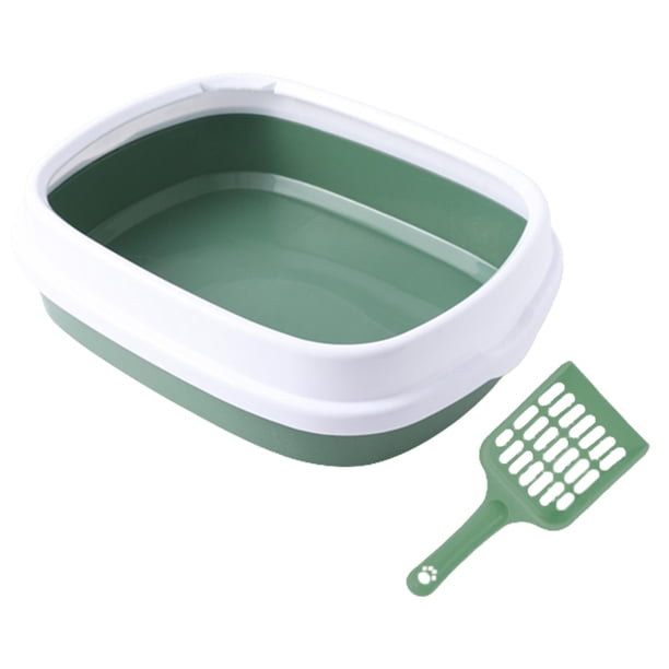 Caja de arena semiabierta, orinal portátil desmontable con inodoro para gatos Verde