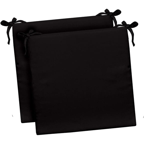 RSH Décor Indoor Outdoor Set of 2 Foam Dining Chair Seat Cushions, 20" x 18" x 3", Black