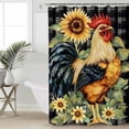 thumbnail image 2 of Small Stall Shower Curtain 36x78 Inch Narrow Half Size Sunflower Rooster Bath Curtains Bathroom Decor Retro Plaid Summer Flower Watercolor Waterproof Fabric Shower Curtain Set with Hooks 36 Inch, 2 of 6
