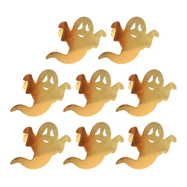 8pcs Halloween Ghost Shaped Napkin Ring Spooky Napkin Holder Tableware Accessories without Straw