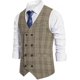 thumbnail image 2 of Chaleco de traje de negocios a cuadros para hombre, chaqueta de corte regular, chaleco informal a cuadros irregulares, chaleco de negocios cruzado, 2 of 5