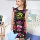 thumbnail image 4 of Fotbe Monstrous Cartoon Characters Vestido de Dormir para Niñas de 3 a 10 Años, Mangas Cortas, Estilo Princesa, Pijama Camisón con Mangas Voladas-XX-Large, 4 of 6