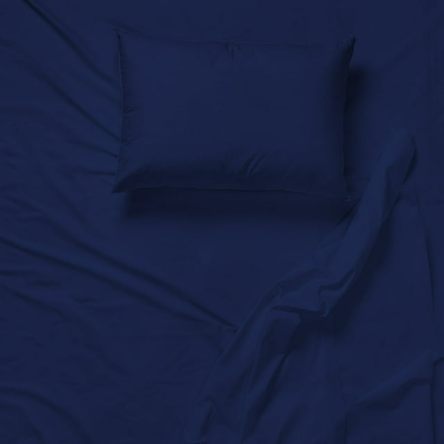 Cotton House - Ensemble de Draps en Microfibre Infroissable, Format Jumeau, Bleu Foncé