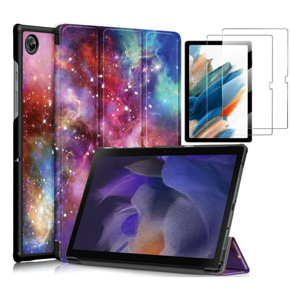 Epicgadget Smart Case for Samsung Galaxy Tab A8 10.5 Inch (SM-X200/SM-X205/SM-X207) Lightweight Tri-Fold Stand Shell Cover   2 Pieces Galaxy Tab A8 Tempered Glass Screen Protector (Galaxy)