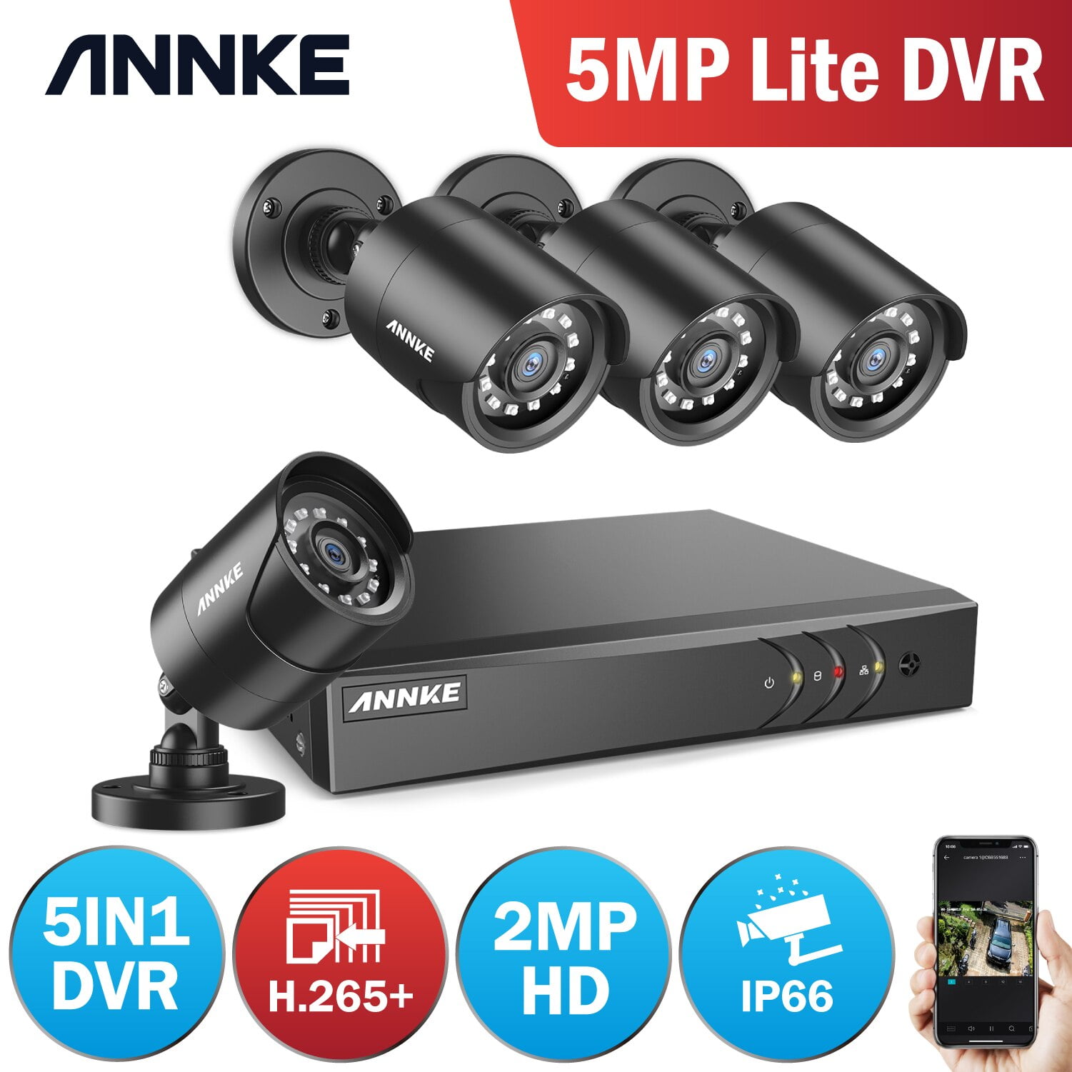 ANNKE 8CH Überwachungskamera 3MP DVR Smart Search Außen 2MP Kameras Fernzugriff 
