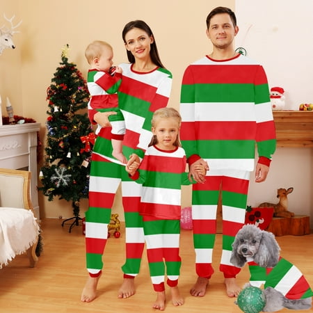 

Family Matching Christmas Pajamas Sleepwear Set Christmas Buffalo Plaid Stripe Printed Sizes Baby-Kids-Adult-Pet 2-Piece Top and Pants Bodysuits Pajamas Set