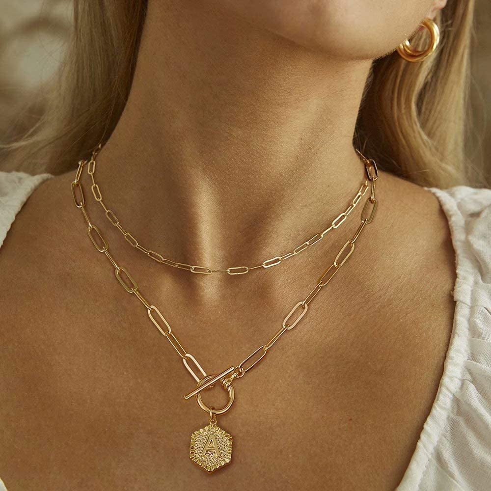 Paperclip Chain Layered Necklace Simple 