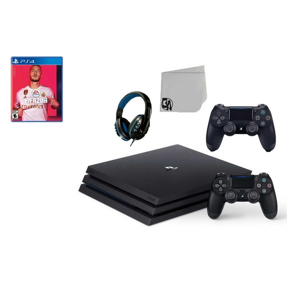 Pre-Owned Sony PlayStation 4 Pro 1TB Gaming Console Black 2 Controller Included with FIFA-20 BOLT AXTION Bundle