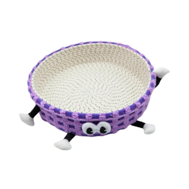Cama para Gatos Sofá para Mascotas Alfombrilla Rascadora Y Cesta para Dormir Diseño Versátil de Cuerda Que Protege Sus Muebles para Perros Pequeños Púrpura