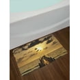 thumbnail image 2 of Landscape Bath Mat, Old Wooden Deck Pond over the Sea Horizon Sunset Time of the Day Peaceful Scene, Non-Slip Plush Mat Bathroom Kitchen Laundry Room Decor, 29.5 X 17.5 Inches, Yellow Grey, Ambesonne, 2 of 2