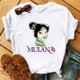 thumbnail image 3 of Camiseta con estampado con dibujo de princesa Mulan de dibujos animados de Disney para mujer, camisetas de manga corta a la moda para mujer, camisetas informales para chica, camiseta para mujer, 3 of 5