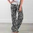 thumbnail image 2 of Dyegold Lounge Pants Women Comfy Casual Pajama Y2k Pants Floral Print Drawstring High Waist Wide Leg Palazzo Lounge Pants, 2 of 6
